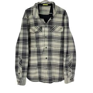 Stio Mens Insulated Flannel Snap Shirt Jacket Grey Size XXL Cold Weather Gear